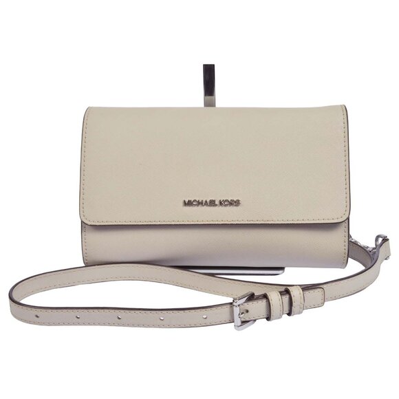 Michael Kors Jet Set Saffiano Leather 3-in-1 Crossbody Beige NWOT - Picture 1 of 14